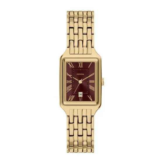 Fossil Raquel Quartz 3H Date Red Dial Gold-tone 23mm Women`s Watch ES5512