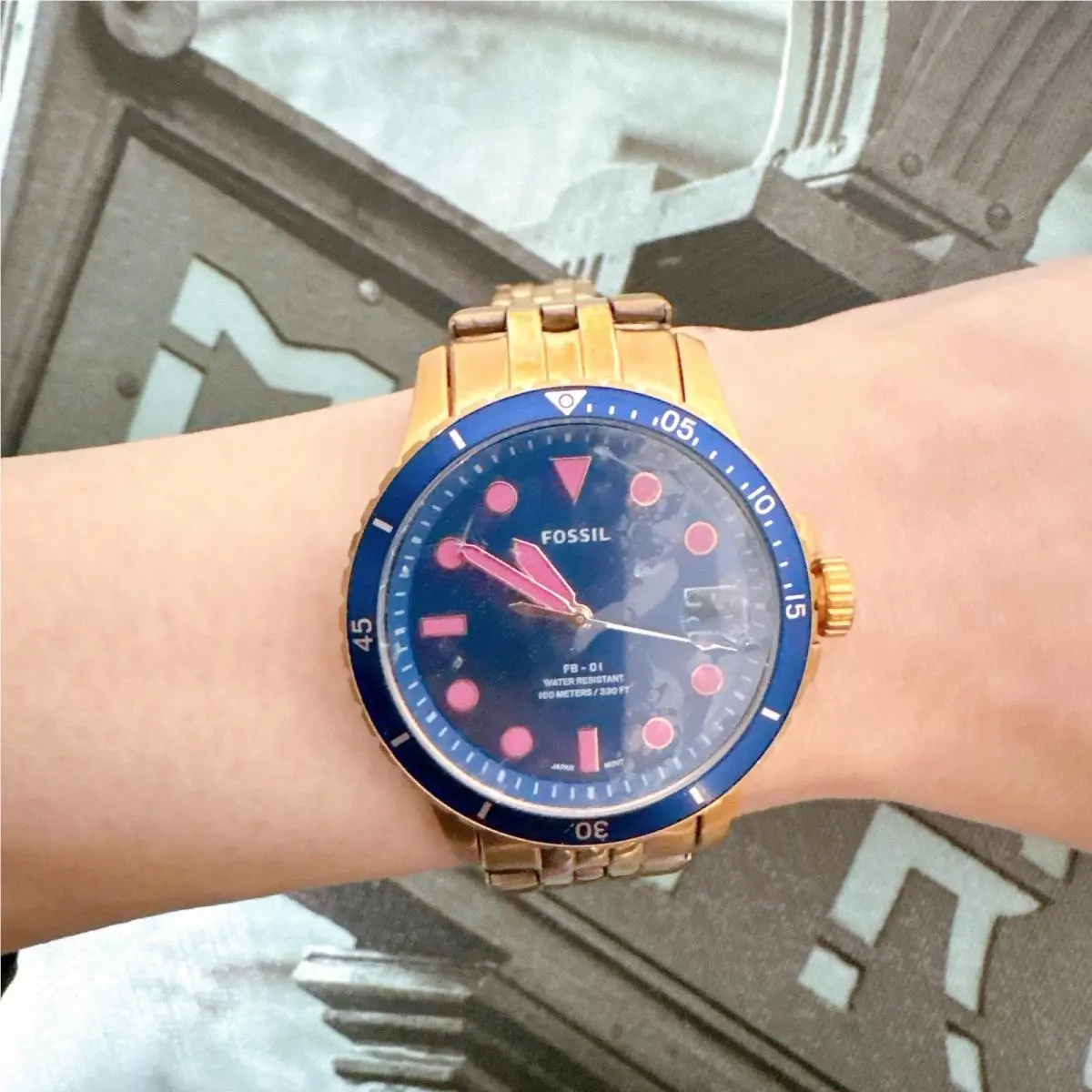 Fossil ES4767 Fb-01 Rose Gold Round Stainless Steel Watch