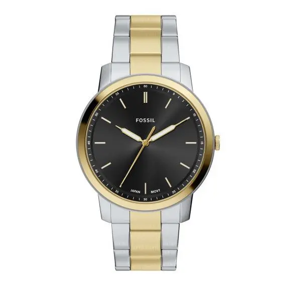 Fossil Minimalist Quartz 3H Black Dial Two-tone 44mm Men`s Watch FS6182