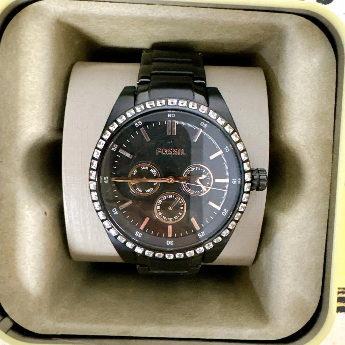 Fossil BQ1546 Multifunction Swarovski Crystal Carissa Black Watch