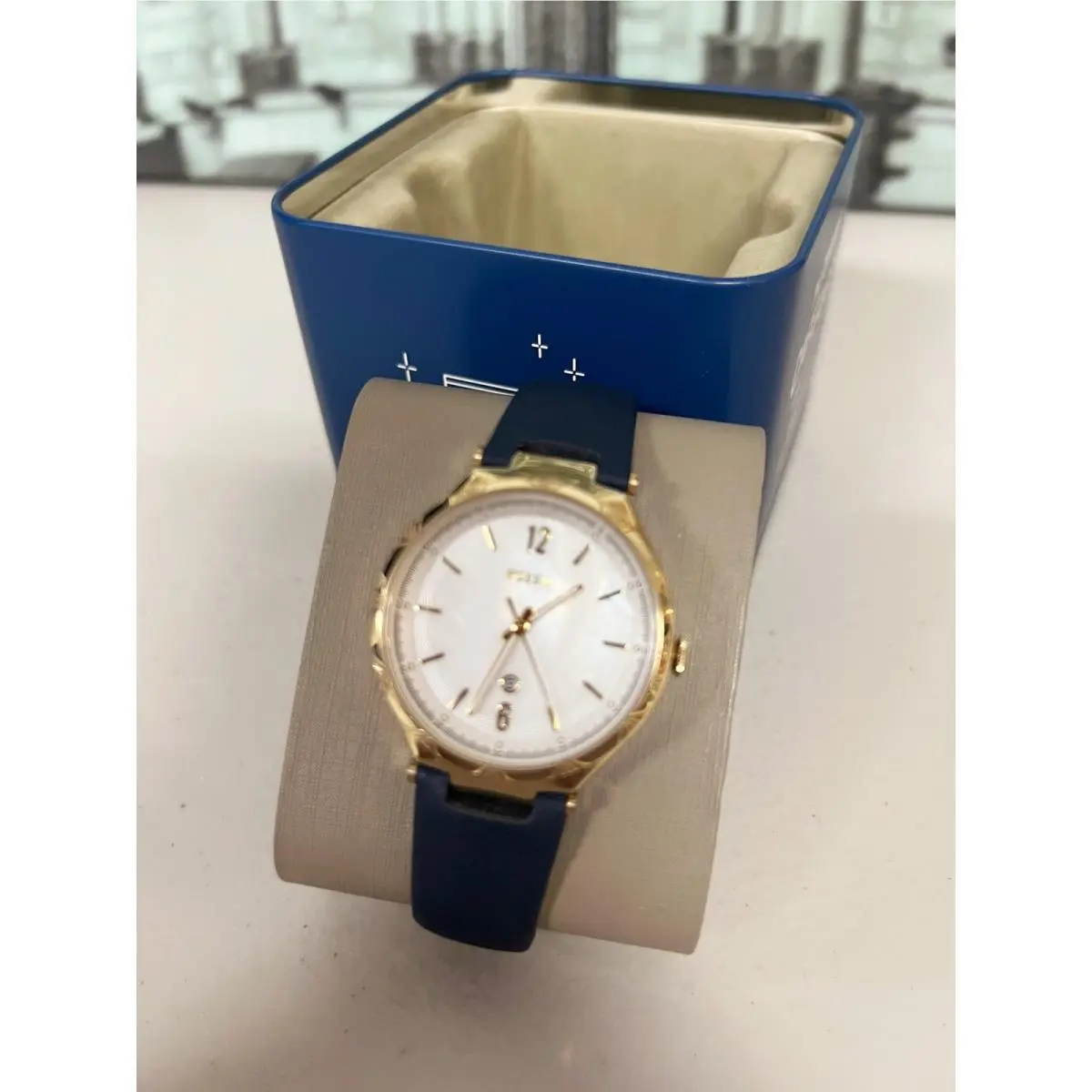 Fossil BQ3744 Ashtyn Three-hand Navy Leather Watch