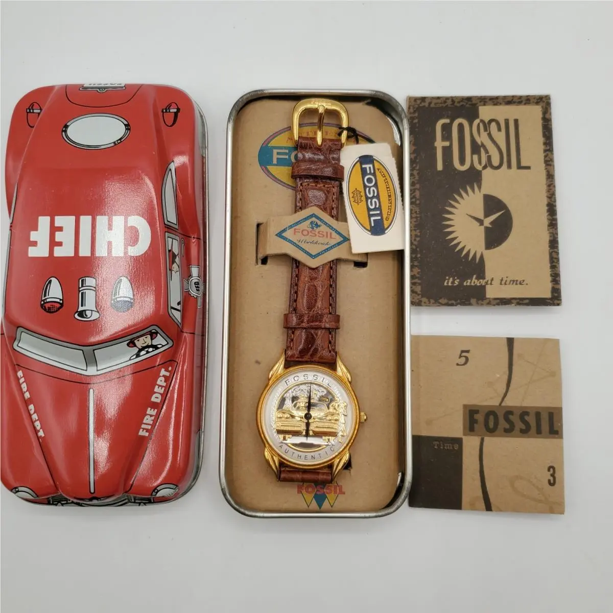 Vintage 1992 Fossil Watch with Tin Never Worn Rare Read