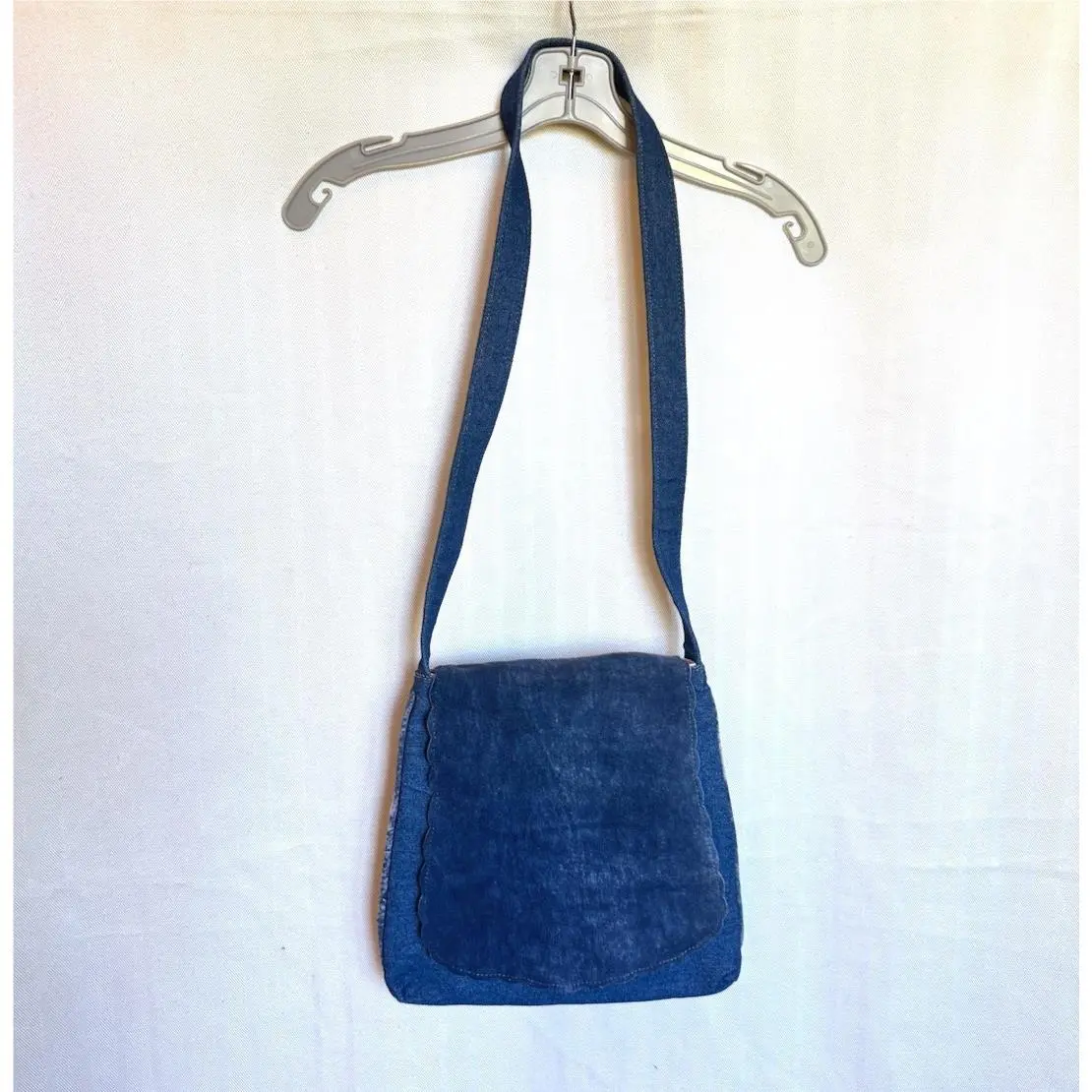 Kenneth Cole York Blue Denim Suede Flap Crossbody Shoulder Purse