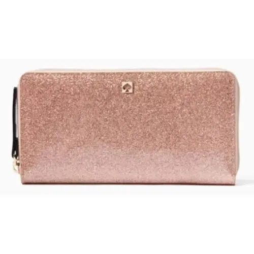 Kate Spade Mavis Street Neda Zip Around Glitter Wallet Rose Gold Pa