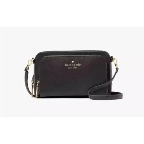 Staci KG036 Black Saffiano Leather Mini Dual Zip Around X-body by Kate Spade