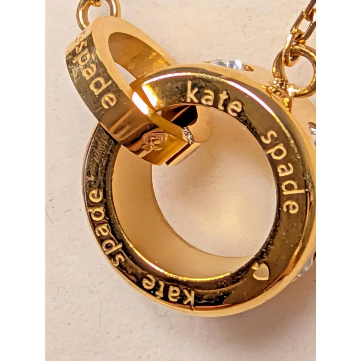 Kate Spade Gold Interlocking Circle Necklace W/crystals 16-19 Ret