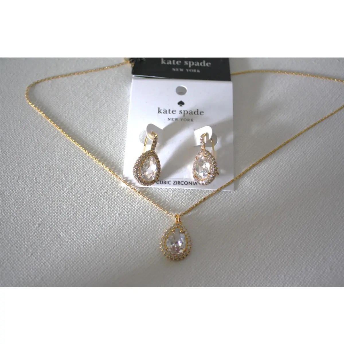 Gold Crystal Earrings and Match Necklace by Kate Spade