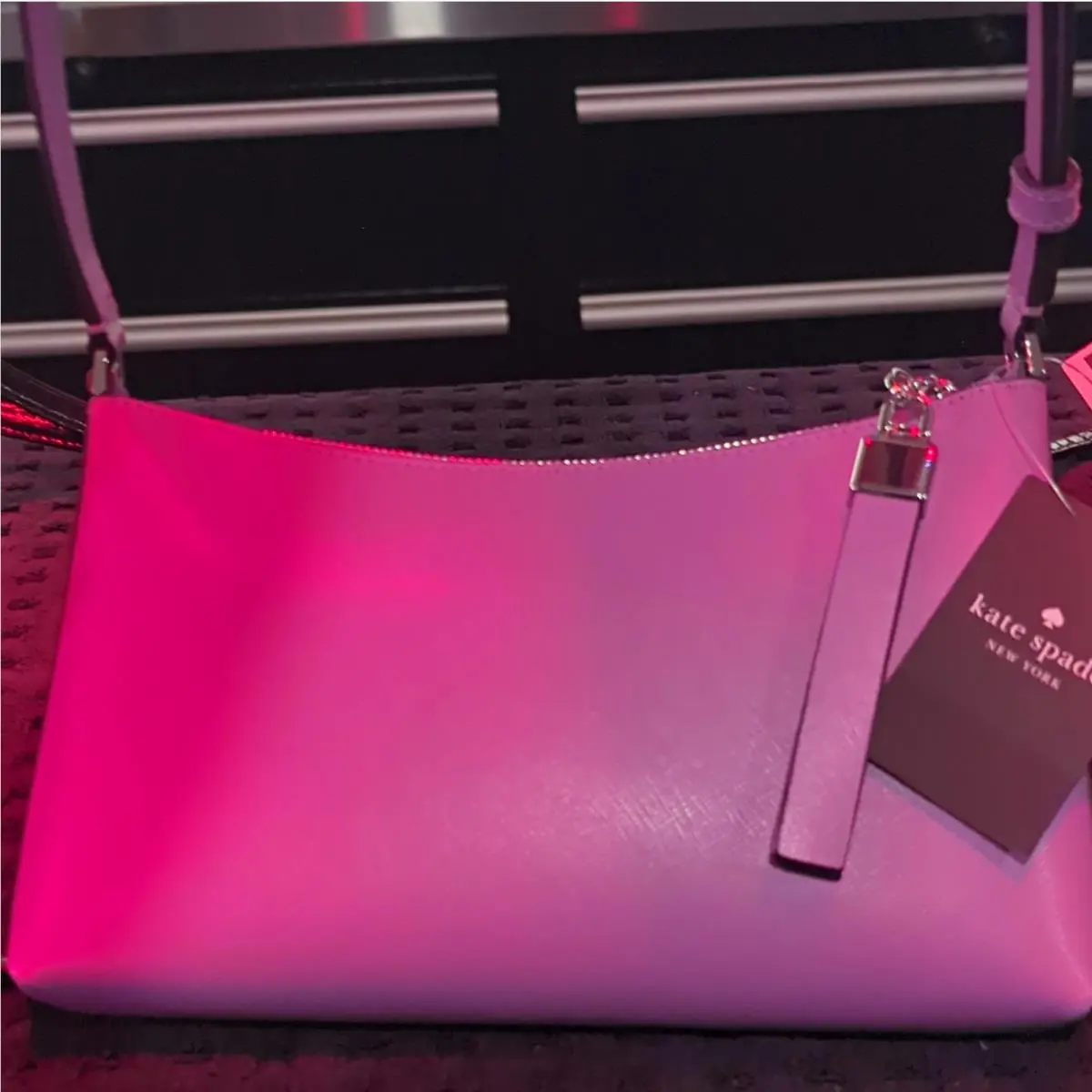 Kate Spade New York Small Purple Saffiano Zip Crossbody Bag w/ Detachable Strap
