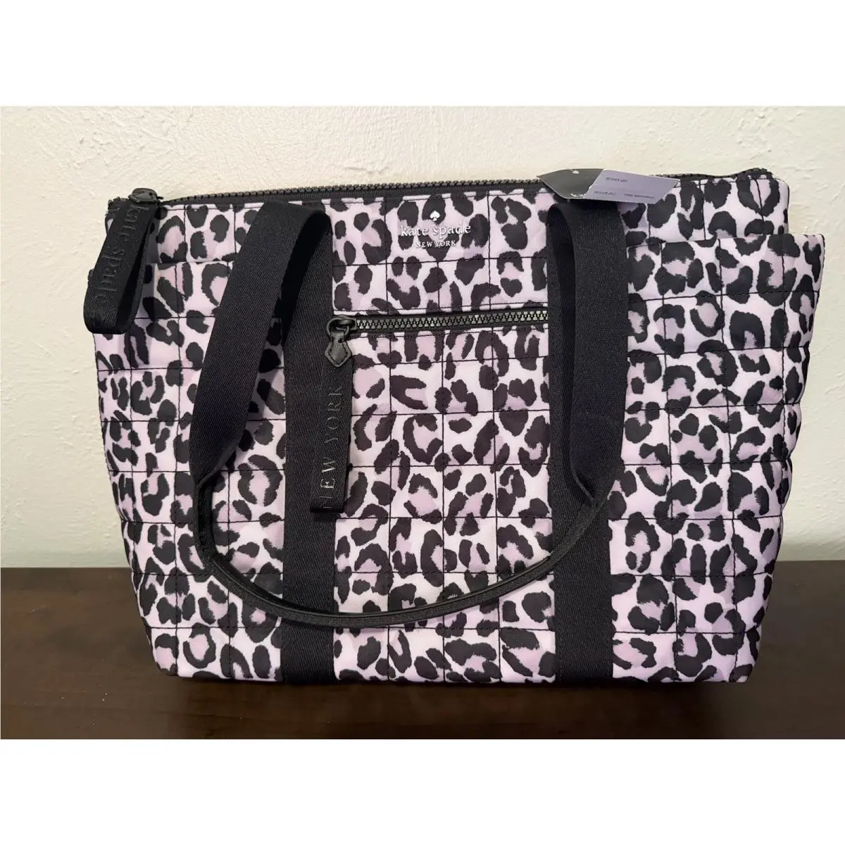 Kate Spade Camden Spotted Leopard Small Tote K1842 Violet Mist Quilted Nylon Bag