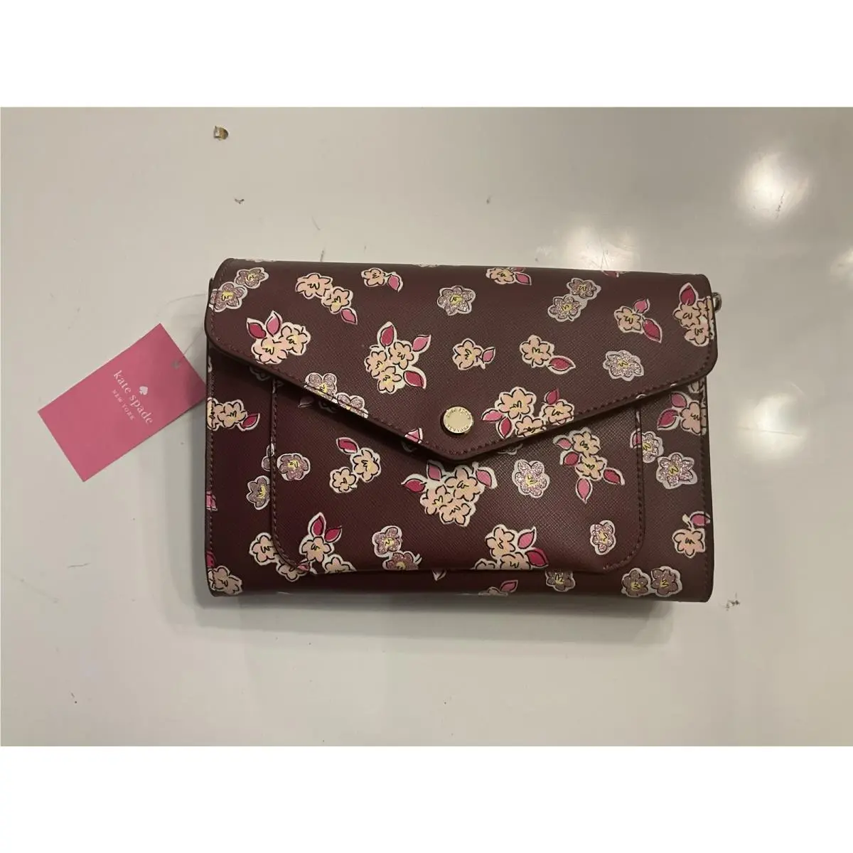 Tinsel Flap Crossbody Bag Womens Small Deep Berry K9341 Floral Clutch by Kate Spade