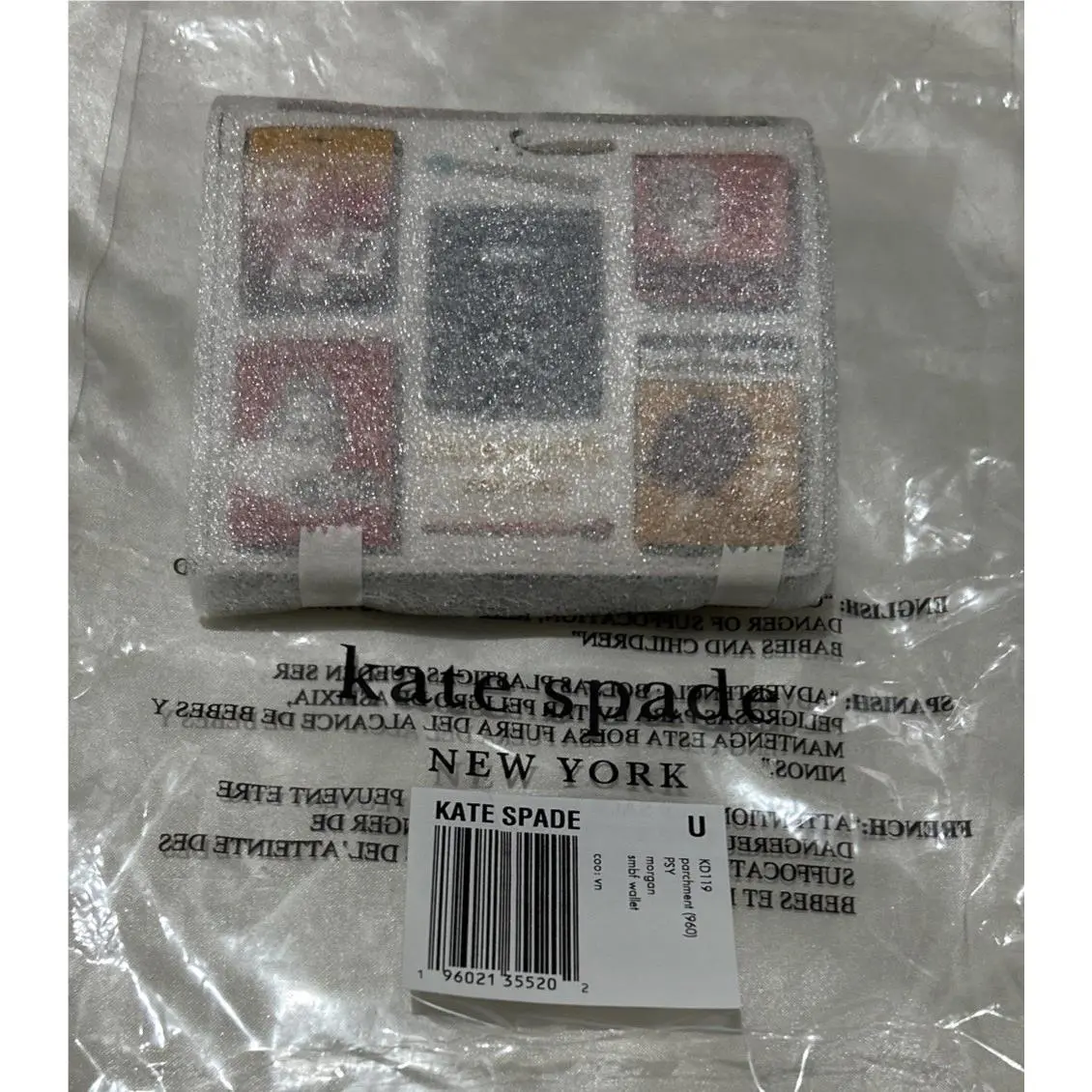 New Pkg  Embossed Morgan Matchbook Small Slim Bifold Jazz Wallet by Kate Spade
