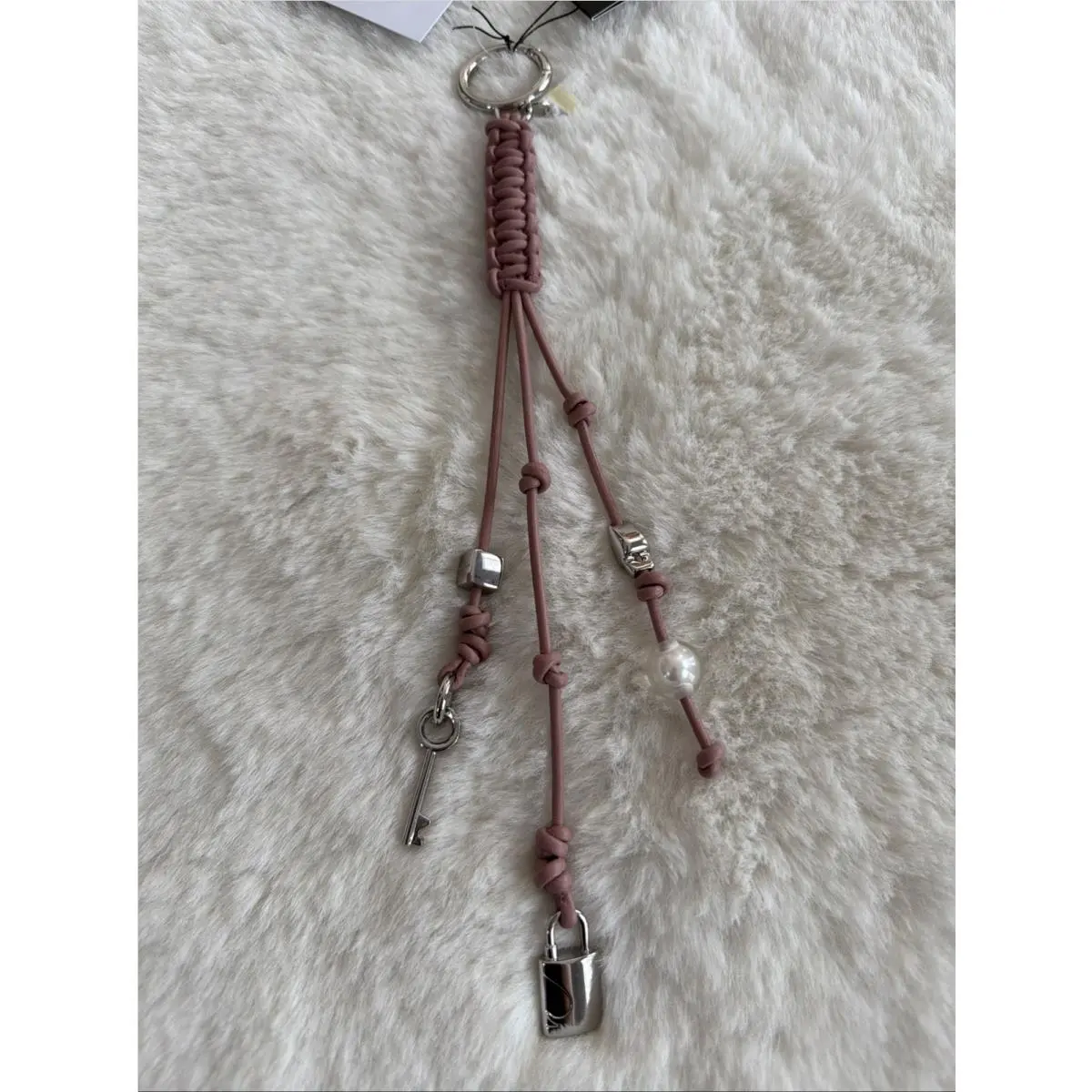 New York Charmed Braided Bag Charm Keychain Key Fob Pink by Kate Spade