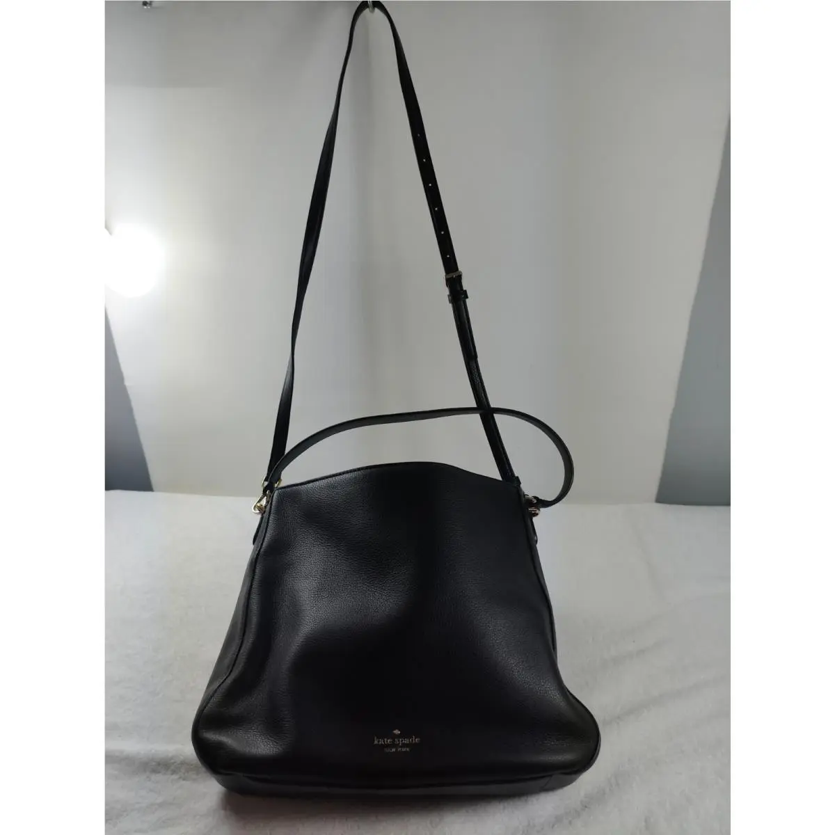 New York Jacskon 2 Compartment Sholuder Bag Black Pebbled Leather by Kate Spade