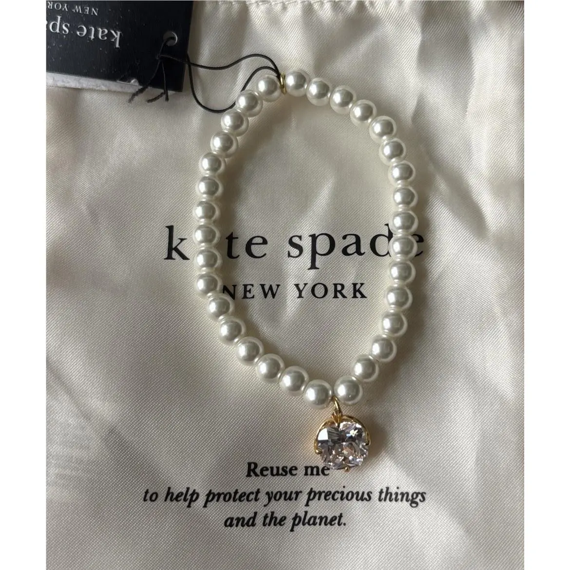 Kate Spade New York Stone Charm Beaded Stretch Bracelet Gold/silver Tone New