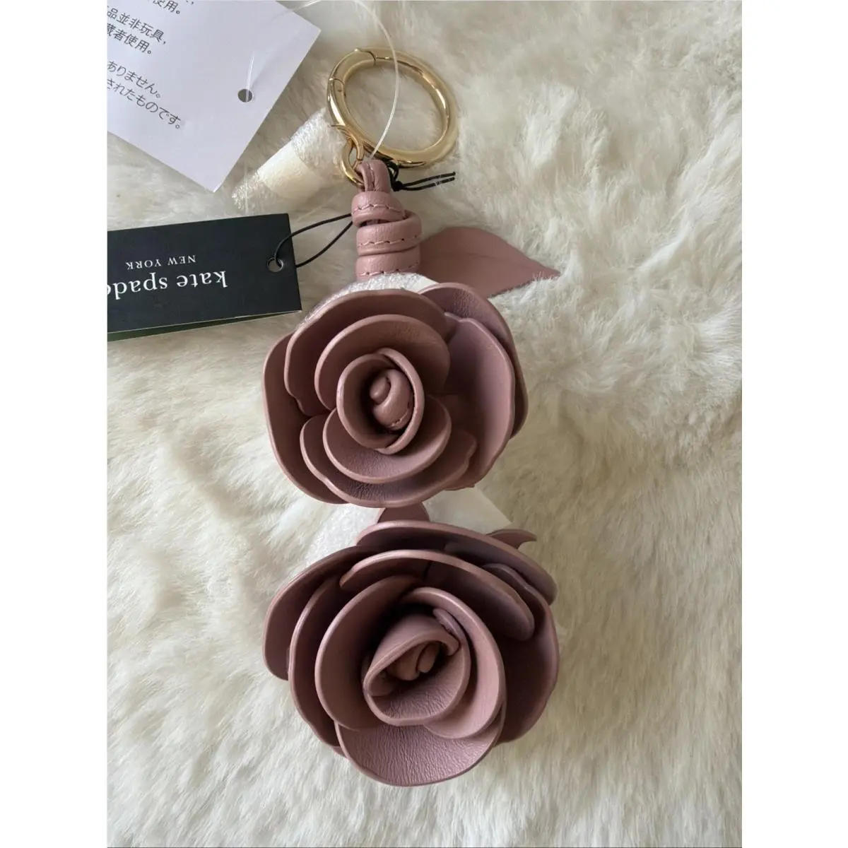 New  Stacked Rose Keychain Key Fob Bag Charm Dusk Rose by Kate Spade