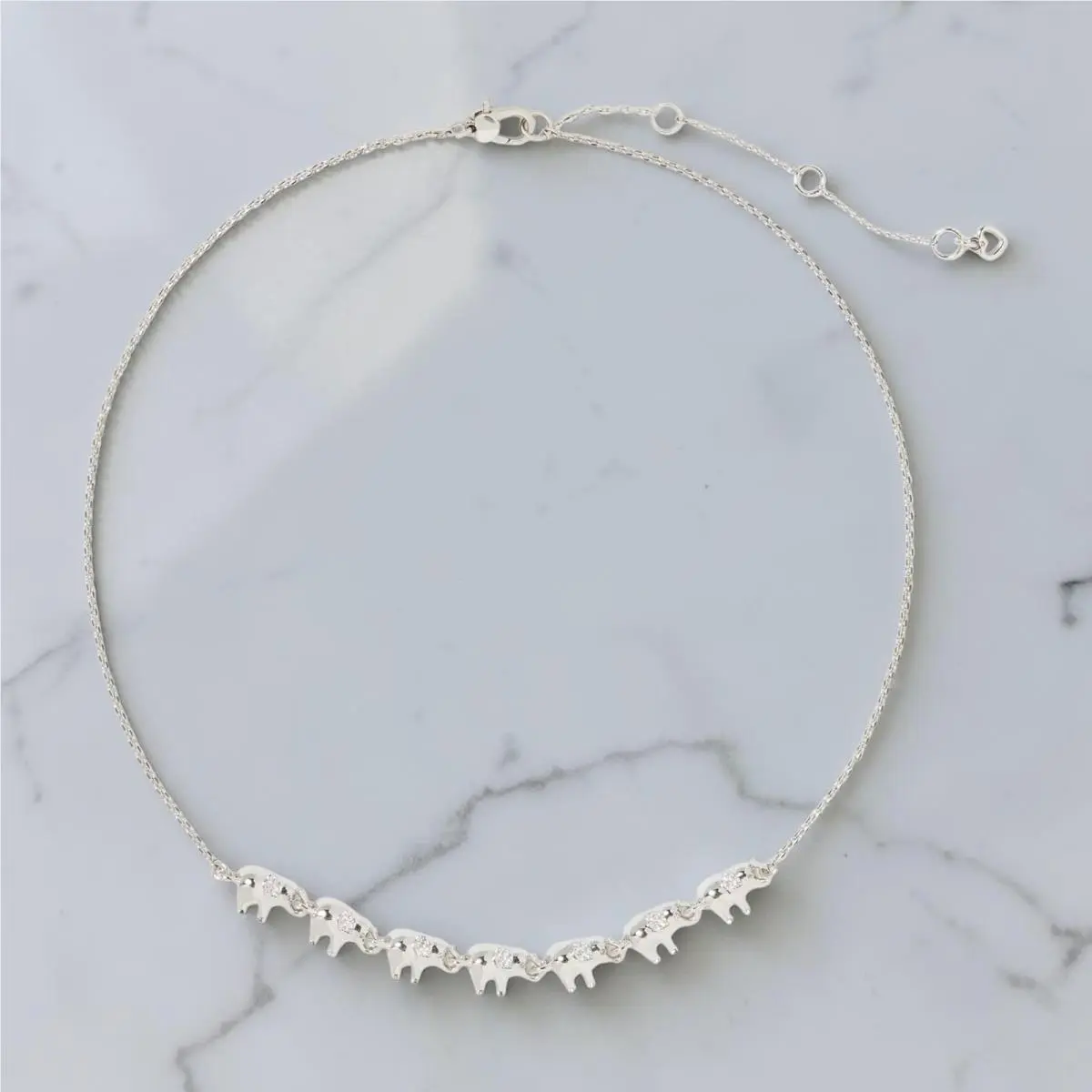 Kate Spade Precious Elephant Station Necklace Silver Bib Collar KI013