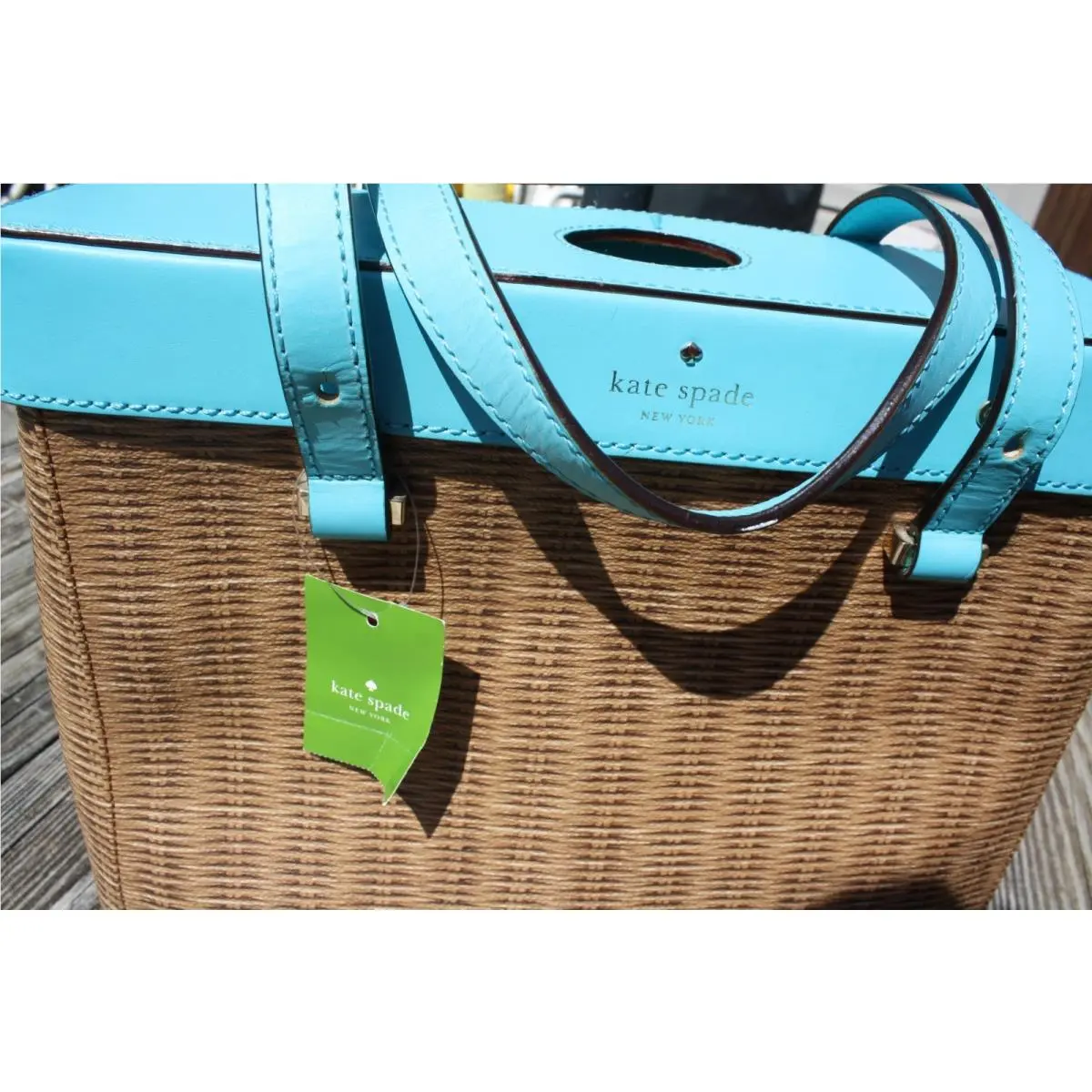 New York Pack A Picnic Wine Tote Aqua Blue by Kate Spade