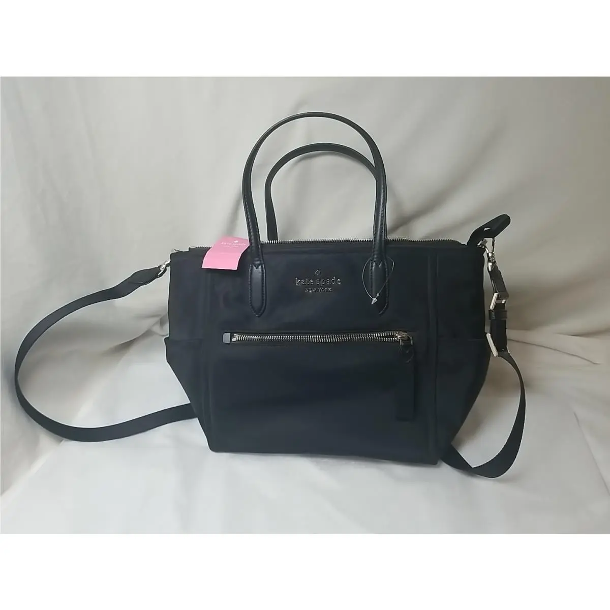 Kate Spade New York Medium Satchel Bag Nylon Mesh Black New