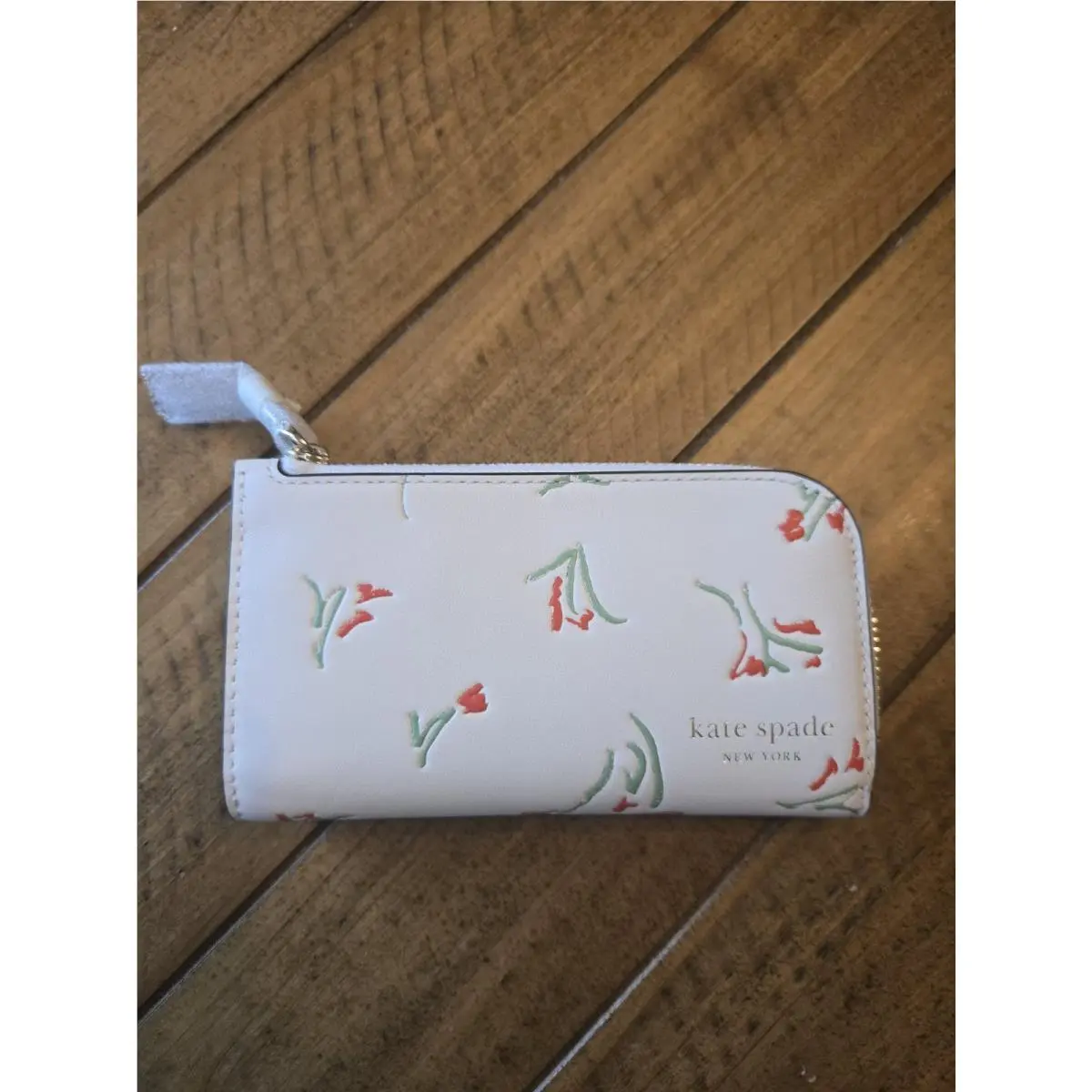 Devin Bifold Vibrant Buds Leather Card Wallet Cream by Kate Spade