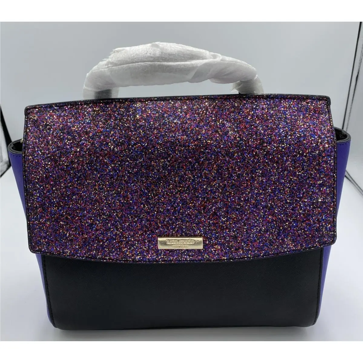 Kate Spade Laurel Way Handbag Purple Black Multi Glitter Strap Handle