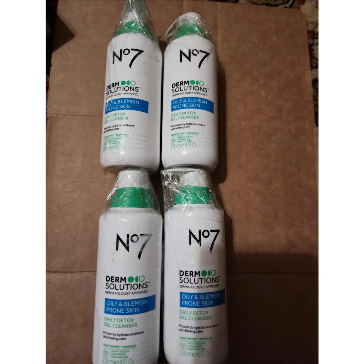 4pk No7 Derm Solutions Oily Blemish Prone Skin Detox Gel Cleanser 8oz X 4