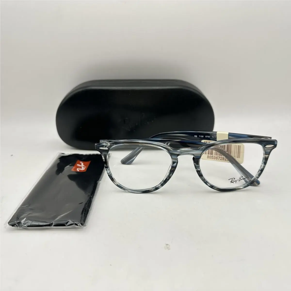 Ray Ban Unisex Square Full Rim Eyeglasses RB7159 Blue Stripe by Ray-Ban