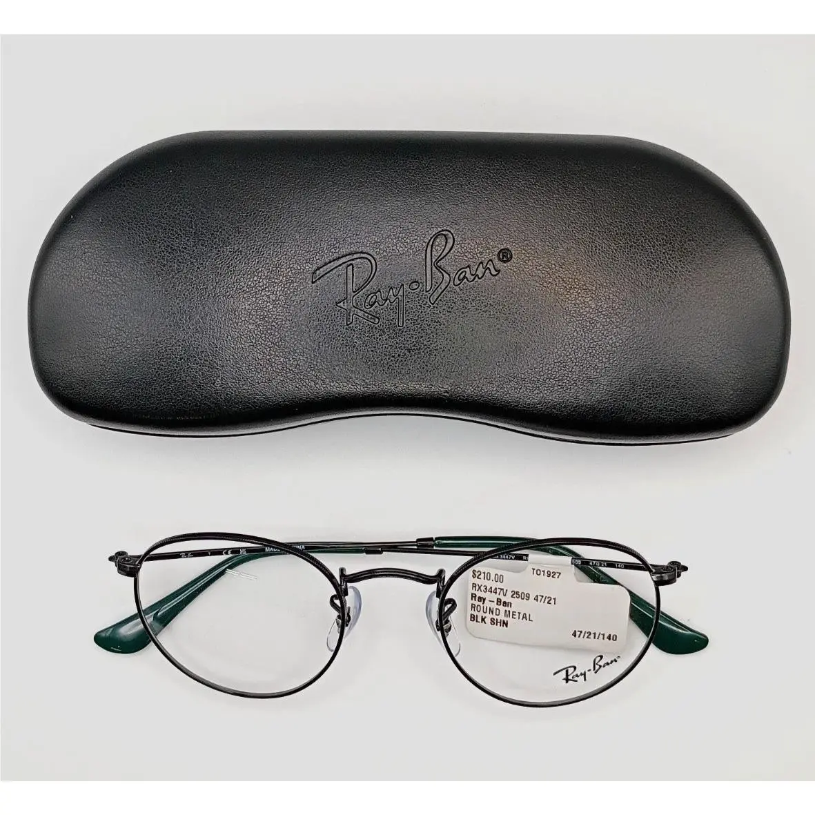 Ray-ban RX3447V 2509 Round Metal Black 47-21-140 Eyeglasses Case by Ray-Ban