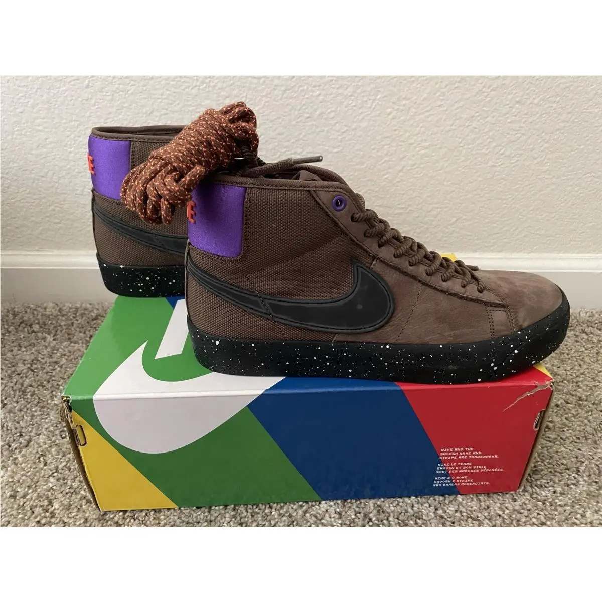 Nike shoes - Nike SB Zoom Blazer Mid - DC0615-200 - Brown, Trails End Brown, Black, Purple, Manufacturer: Trails End Brown/Prism Violet/Total Orange/Black 1