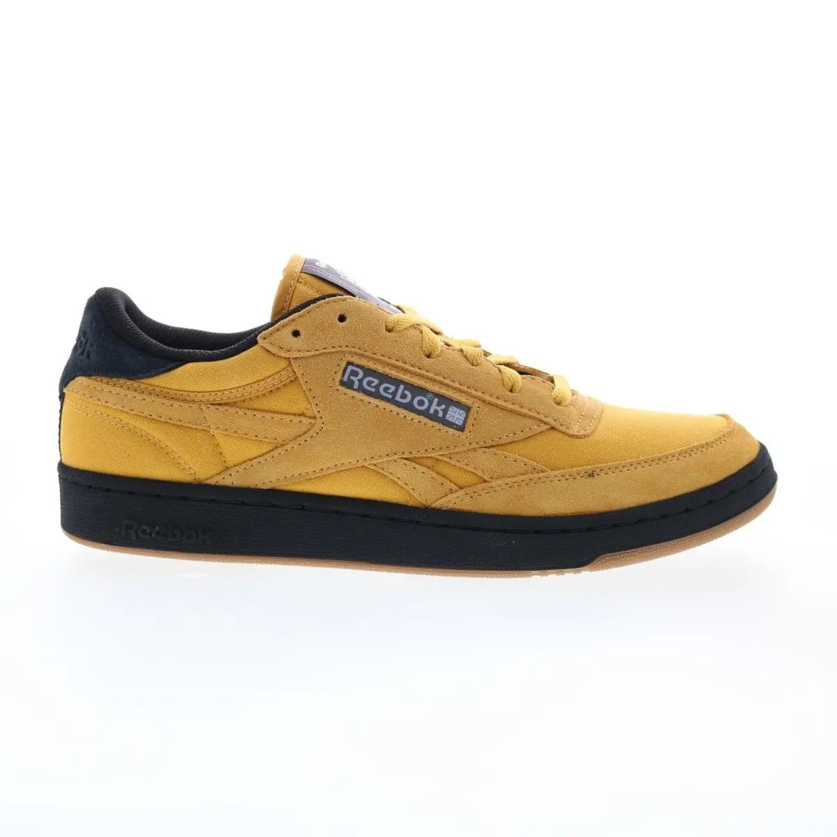 Reebok Club C Revenge Mens Yellow Suede Lace Up Lifestyle Sneakers Shoes 13