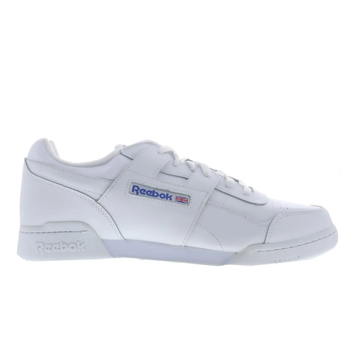 Reebok Workout Plus Mens White Leather Lace Up Lifestyle Sneakers Shoes 14