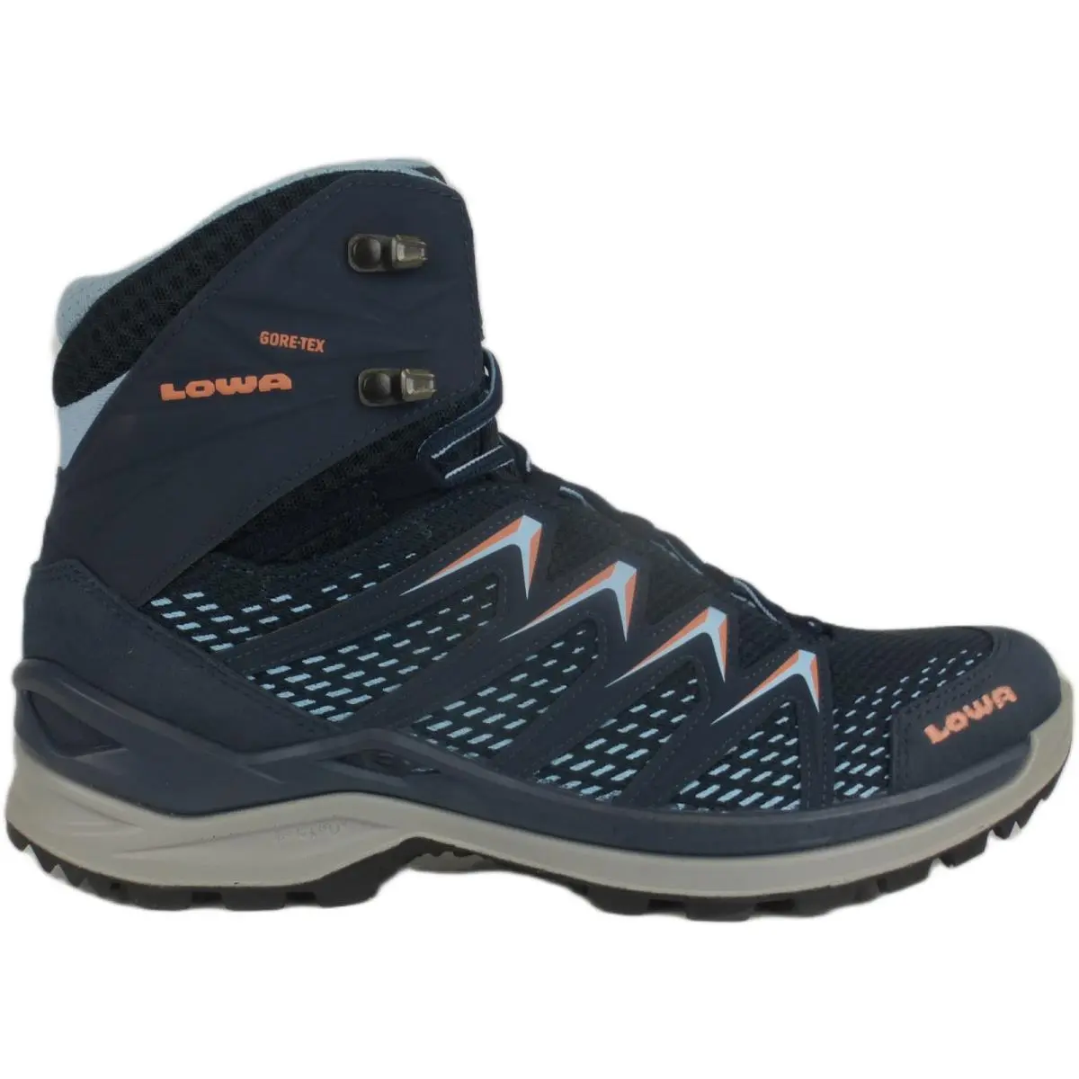 Lowa Innox Pro Gtx Mid Women`s Hiking / Trail Shoes Steel Blue / Salmon US 9.5