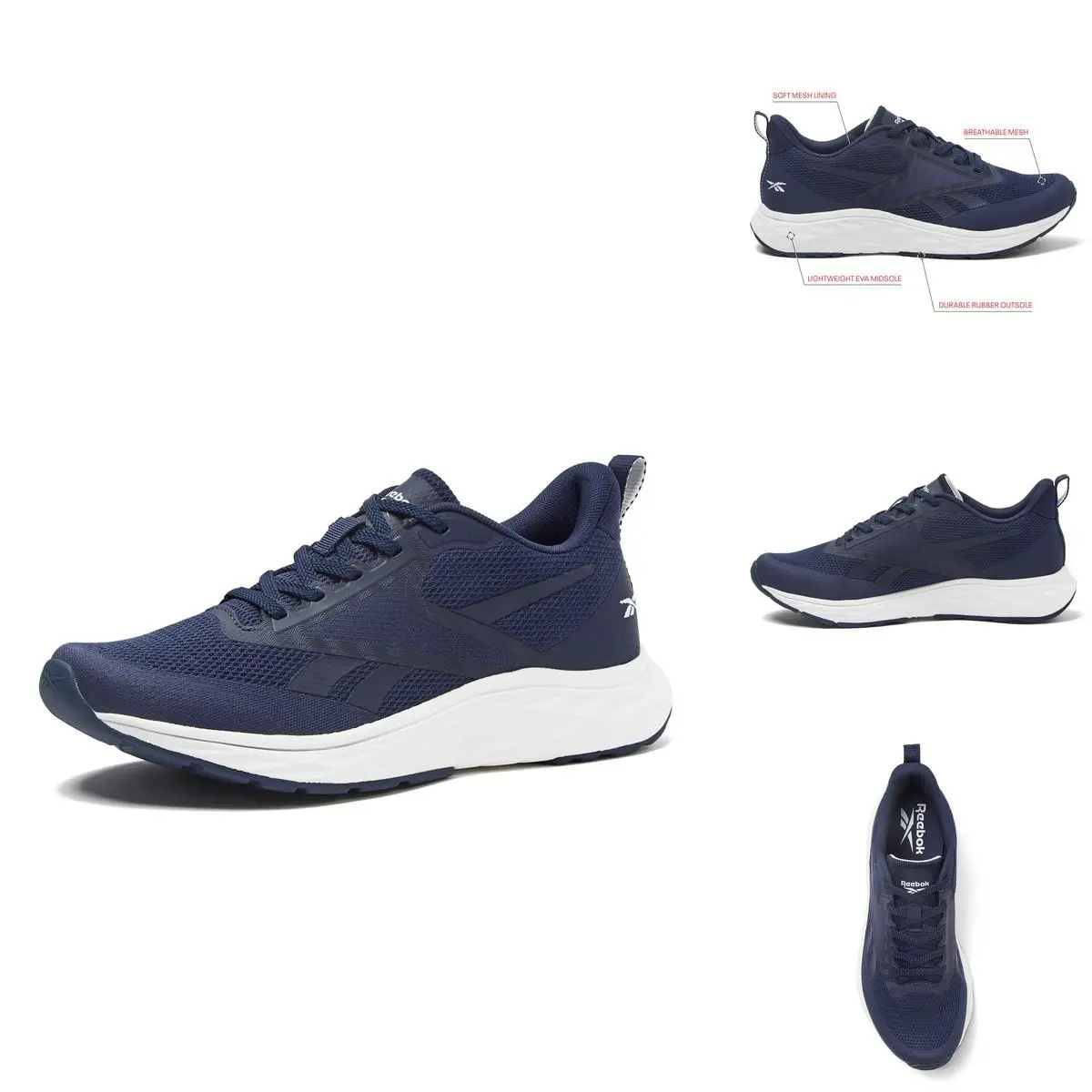 Reebok Aniwa Running Mens Shoes Navy/white 9.5 Wide AR30513M