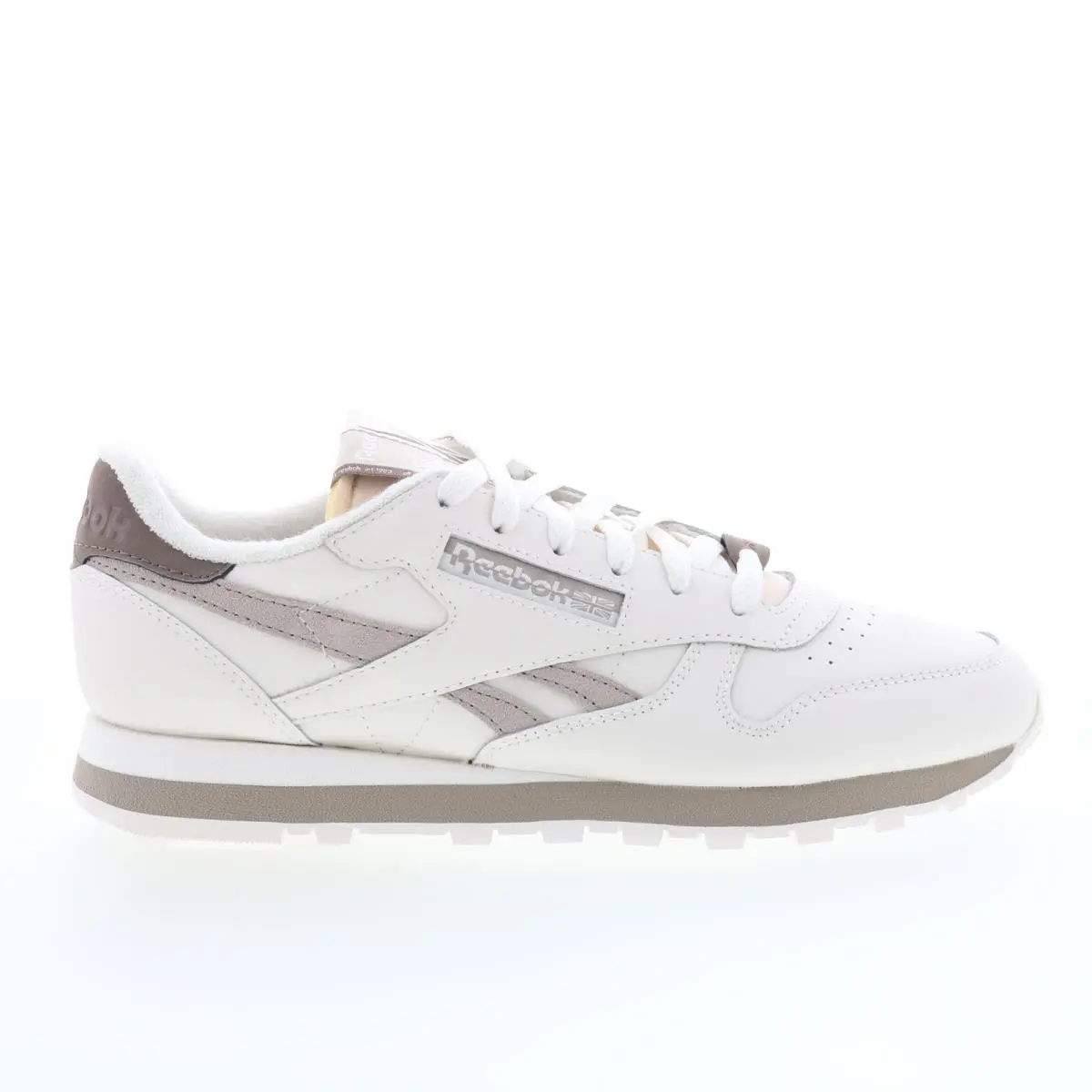 Reebok Classic Leather Womens White Leather Lace Up Lifestyle Sneakers Shoes 9