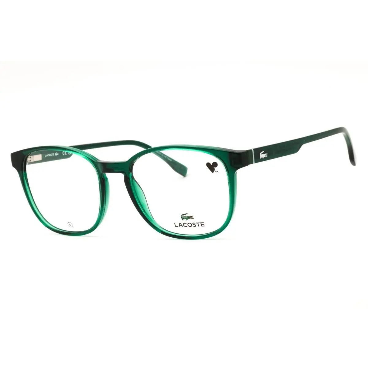 L2975 N 301 Transparent Green Injected Propionate Round Men`s Eyeglasses by Lacoste