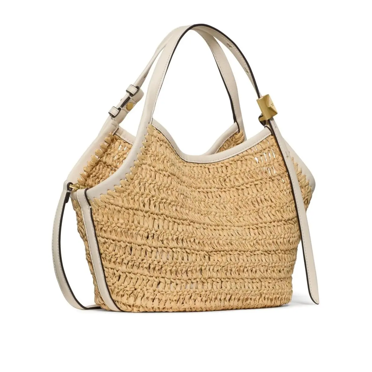 Kate Spade NY Deco Straw Small Crossbody Tulip Tote Bag Natural Beige