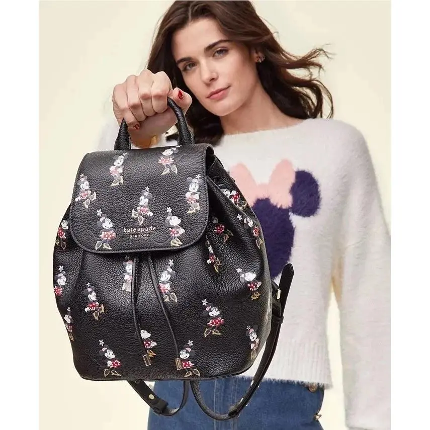 Kate Spade New York Disney Minnie Mouse Black Leather Backpack