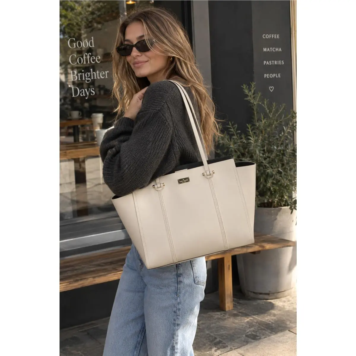 Kate Spade Tan Peddle Black Annelle Arbour Hill Large Leather Handbag Tote