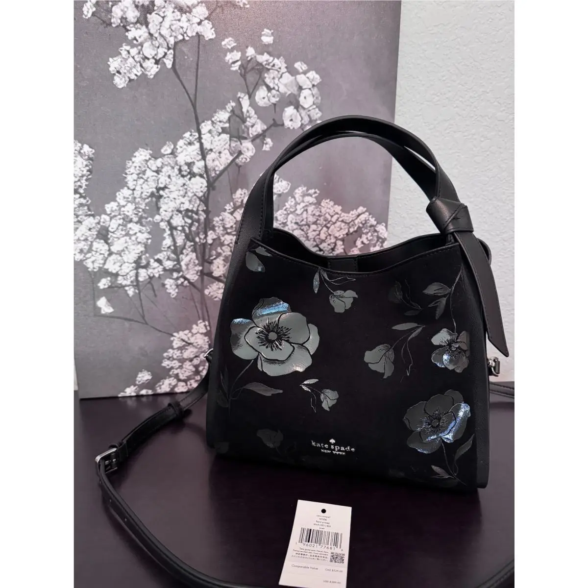 New York Knott Floral Suede Carryall Crossbody Bag KP206 Hot Item by Kate Spade