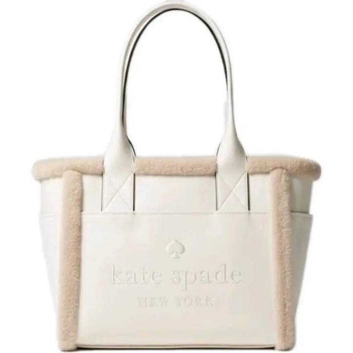 Kate Spade Jett Shearling Large Tote Bag Meringue