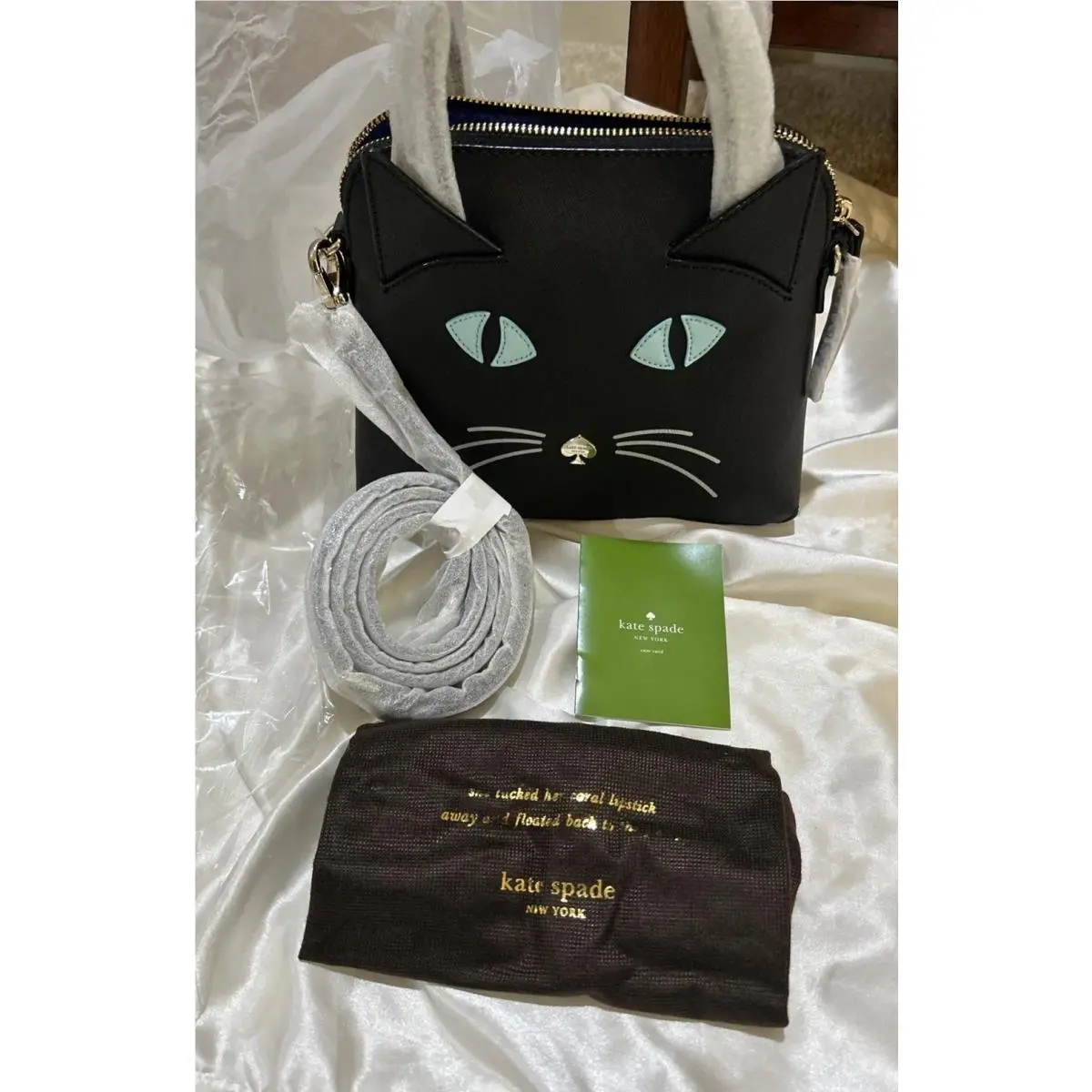Novelty New Tag 2015 Kate Spade Cat’s Meow Small Maise Black Crossbody