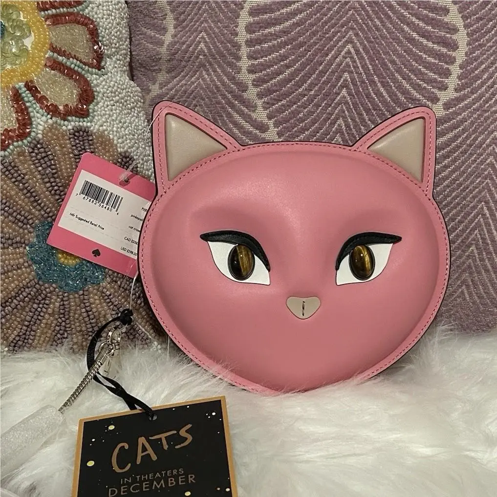 New York Pink “cats” Cat Face Crossbody Purse by Kate Spade
