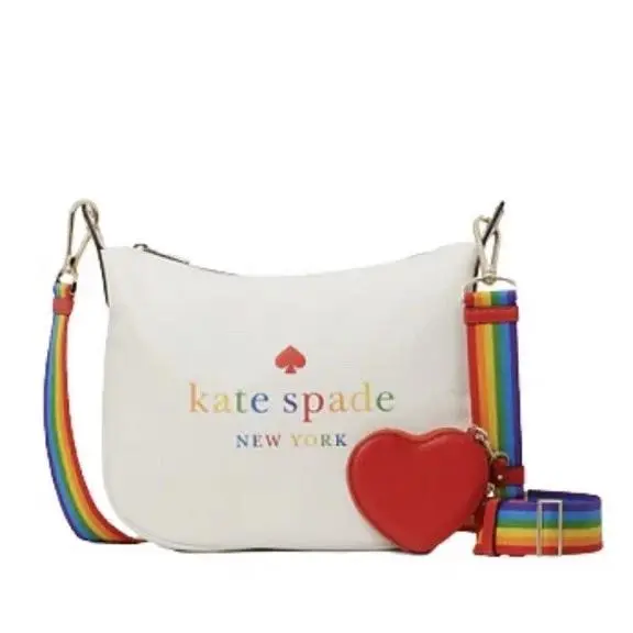 Kate Spade Leather Pride Rainbow Crossbody WKR005614 White Dove