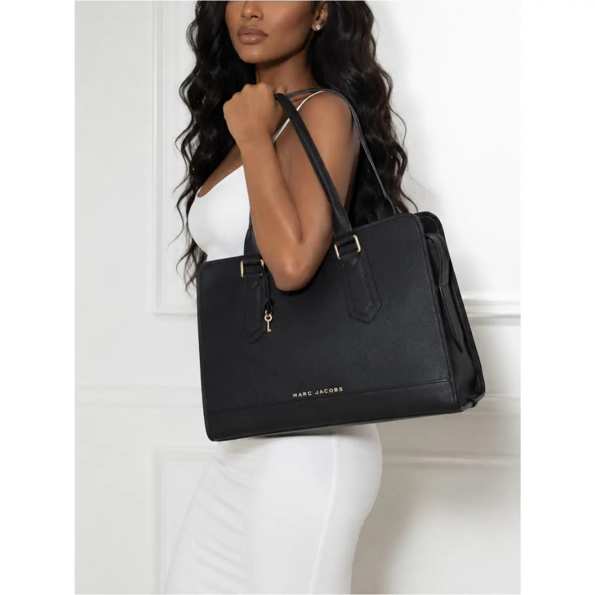 Marc Jacobs Drifter Black Leather Tote Bag – Classic Structured Work Satchel