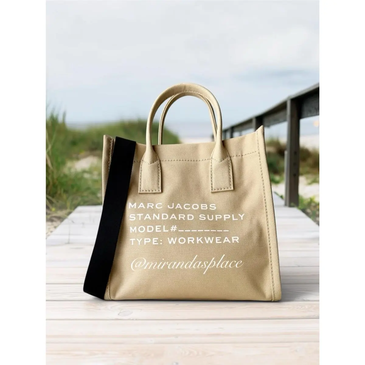 Marc Jacobs Medium Canvas Standard Supply Beige Crossbody Tote Bag