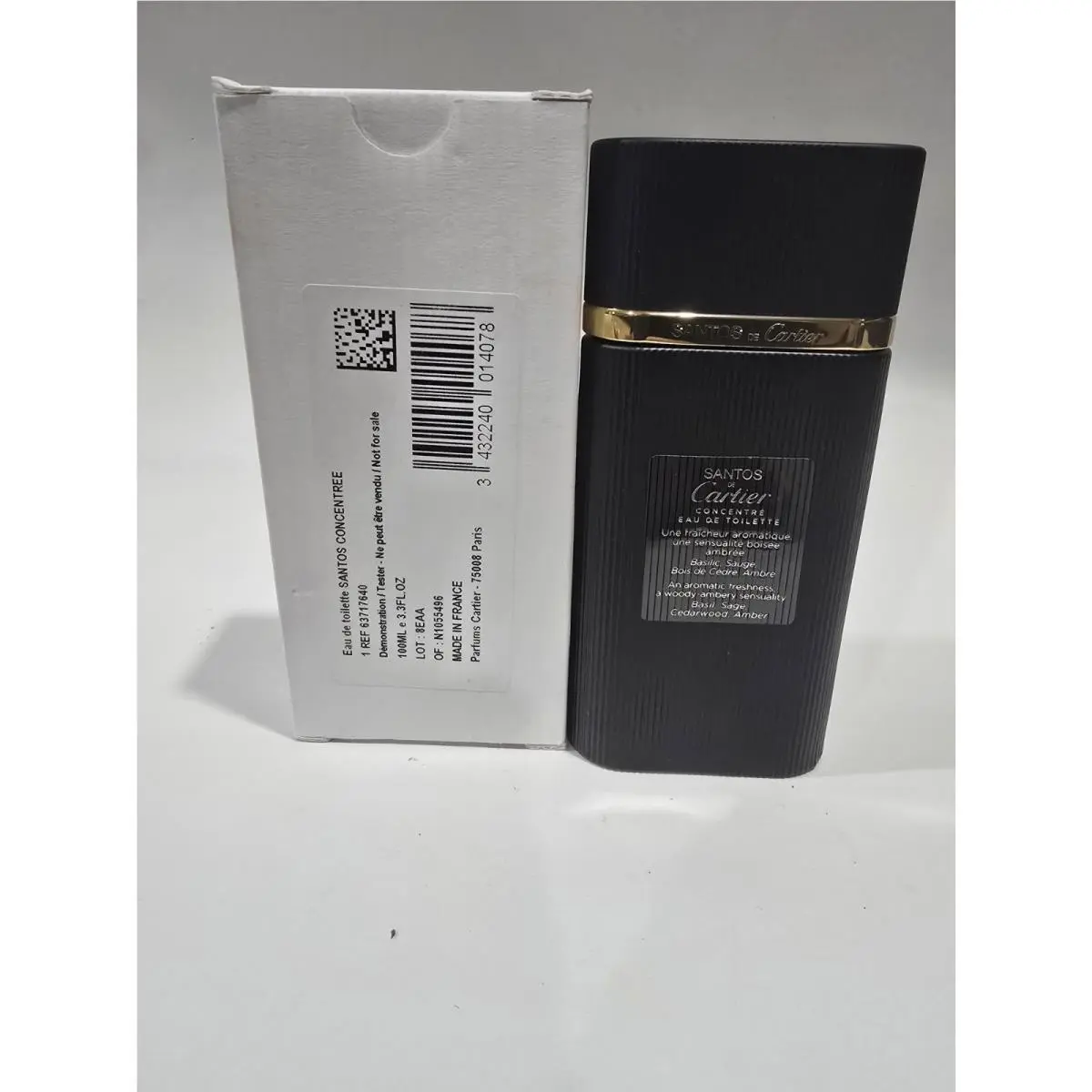 Santos de Cartier Concentree 3.3 oz /100ml Edt Spray For Men In Tester Box