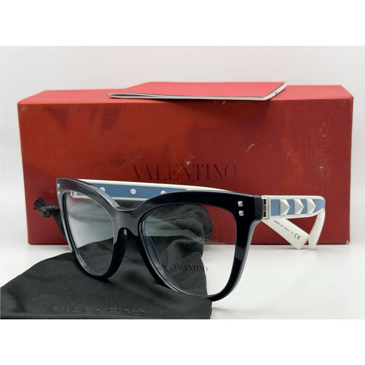 Valentino V425 5034 Eyeglasses Frames Blue White 50-17-140 Made In Italy