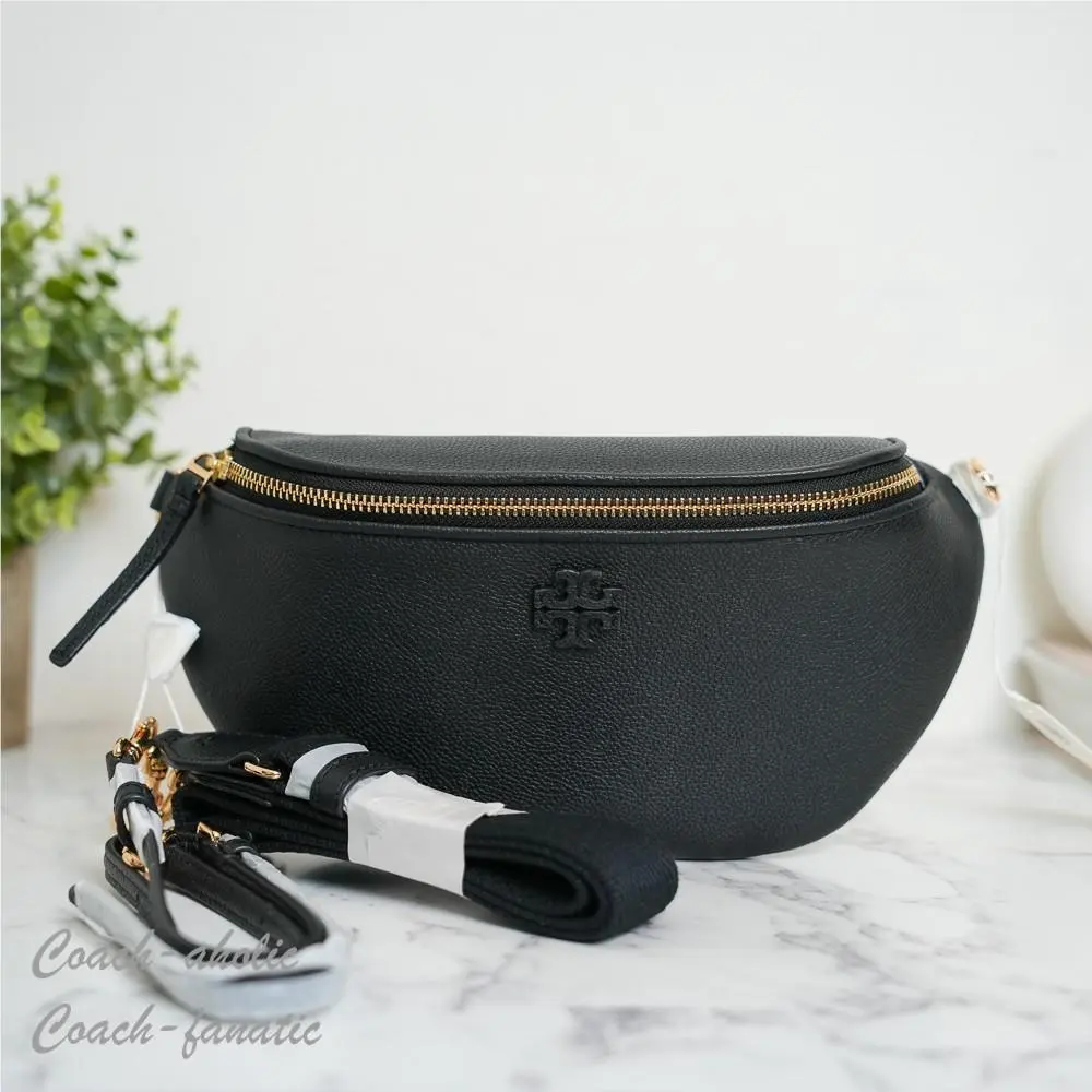 Thea Leather Belt Bag Fanny Pack Black by Tory Burch