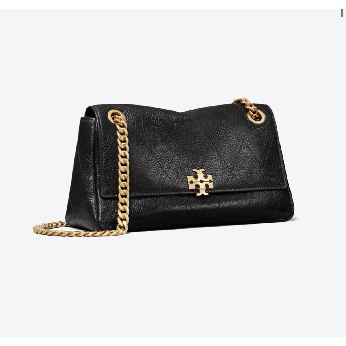 Tory Burch Small Charlie Quilted Shoulder Bag in Black
