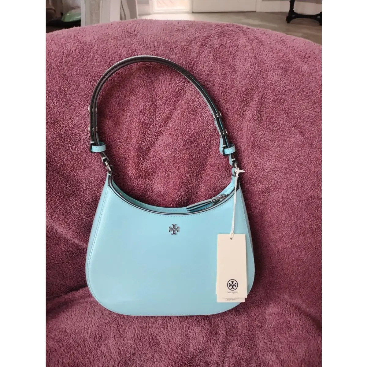 Tory Burch Emerson Patent Shoulder Bag Celeste Blue