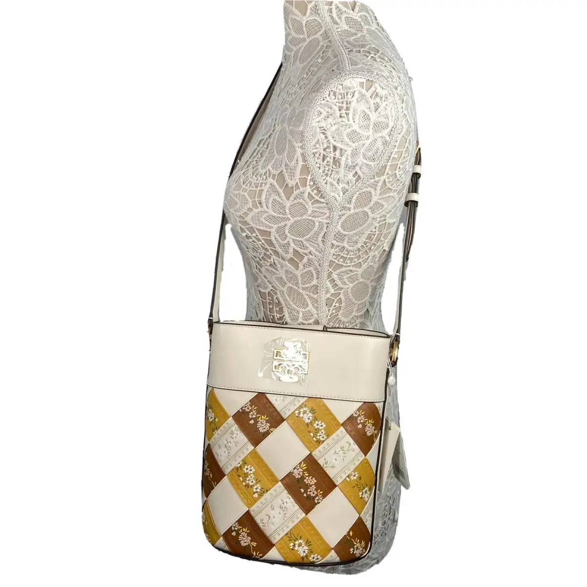 Tory Burch Britten Woven Bucket Bag French Vine Ribbon Multi Leather